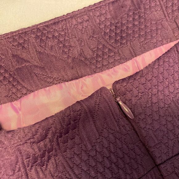 Vintage Nipon Boutique Skirt Purple Floral Jacquard Pencil Lined Petite 8P - Picture 4 of 9
